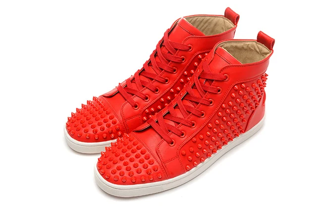 Red Bottom Sneakers For Men Women Red Bottoms High Top Genuine Leather  Spike Shoes Fashion Luxury Designer Wedding Party Shoes - купить по  выгодной цене | AliExpress
