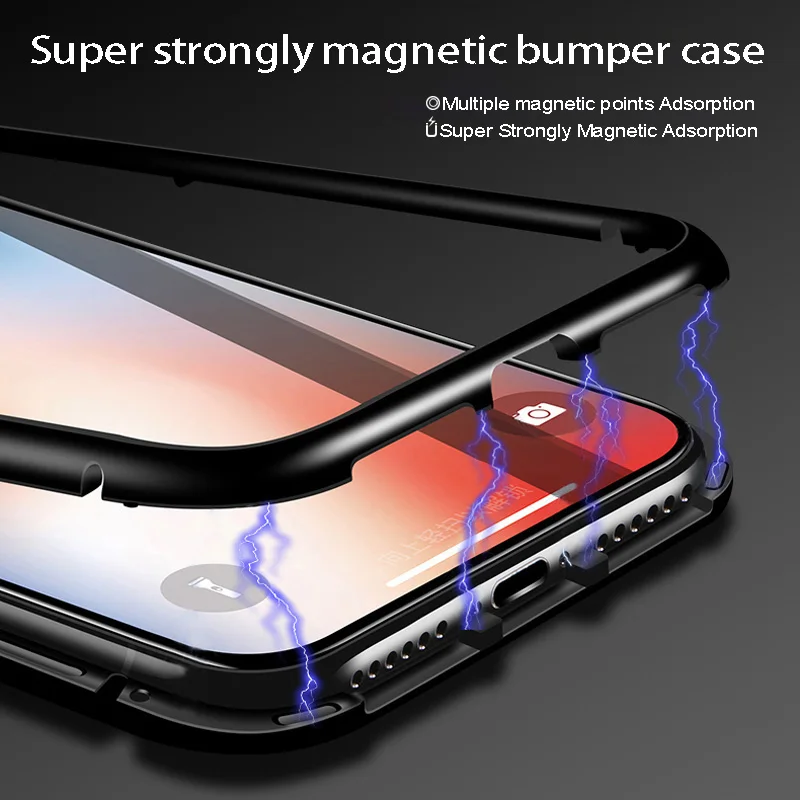 Металлический магнитный адсорбционный чехол для iPhone X XR XS Max магнитные телефонные