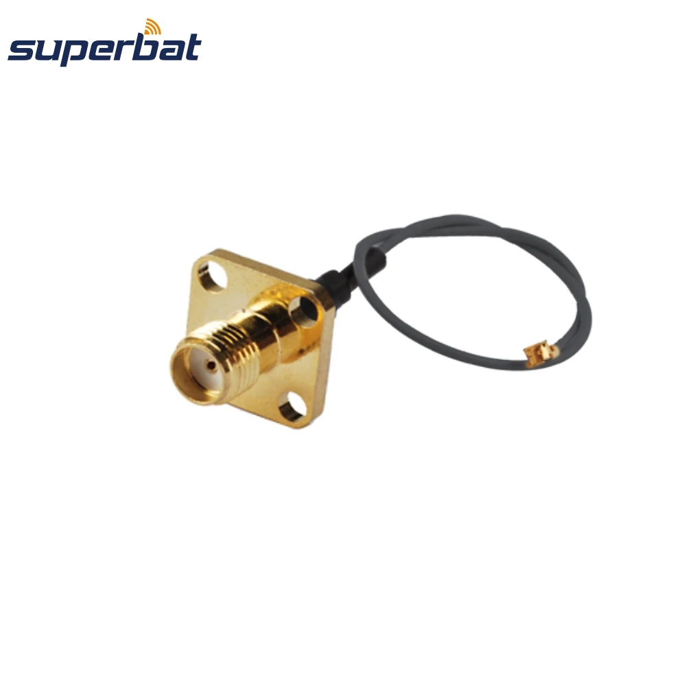 Superbat IPX/U.FL to SMA Female Flange 4 hole Cable 1.13mm Pigtail 6 for PCI Card RF Coaxial Cable
