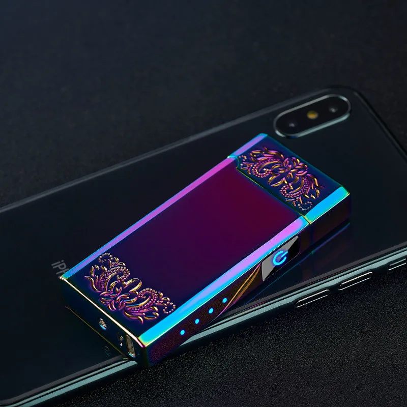 Новинка двухдуговая Usb Зажигалка Светодиодный дисплей питания электрическая