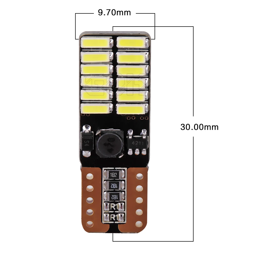 Автомобильная светодиодная лампа 1 шт. Canbus Free T10 24smd 4014 для позиции номерного знака