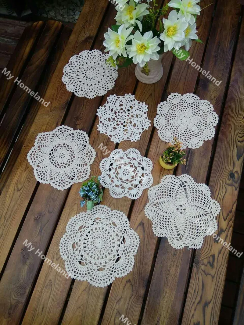 Новый дизайн 7 шт. 100% хлопок ручной работы вязание крючком Doilies для сделай сам