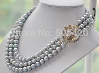 Бесплатная доставка&gt @ +&gt Новые Красивые тройные нити AAA 9-10 ММ tahitian серебряное