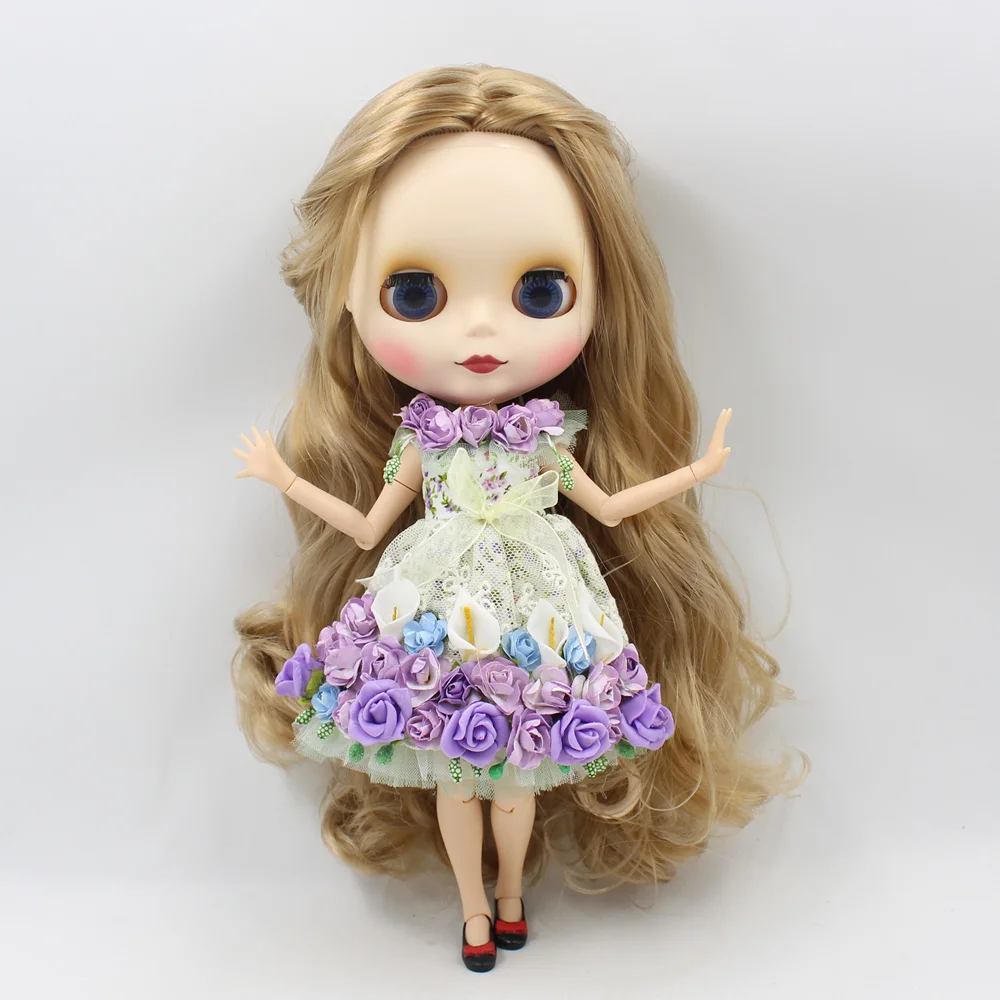 Blyth одежда для 1/6 blyth ледяная кукла цветок платье Фиолетовый Синий