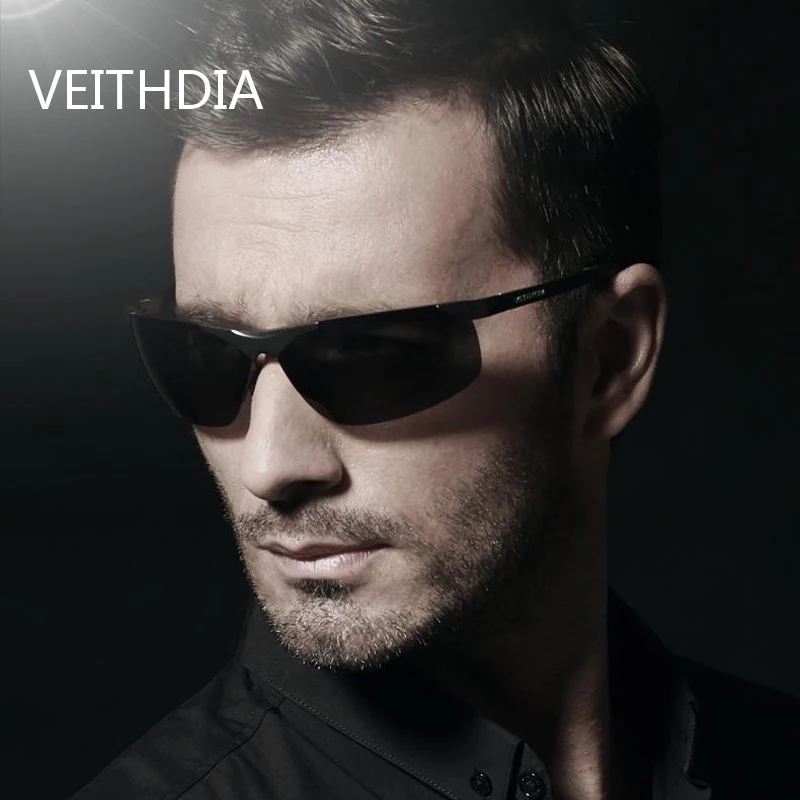 Мужские солнцезащитные очки без оправы VEITHDIA из алюминиево магниевого сплава с
