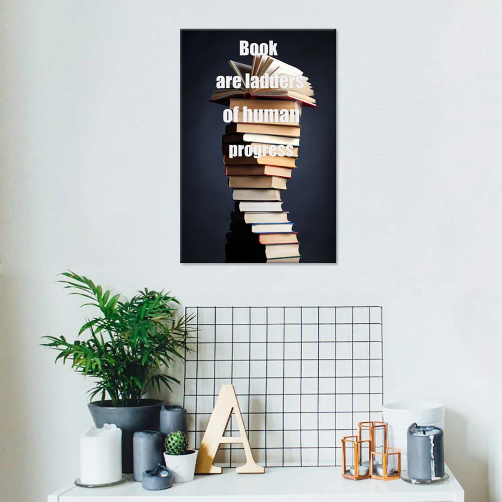 Винтажный стиль большой холст стены искусства кучу книги с Мотивирующий