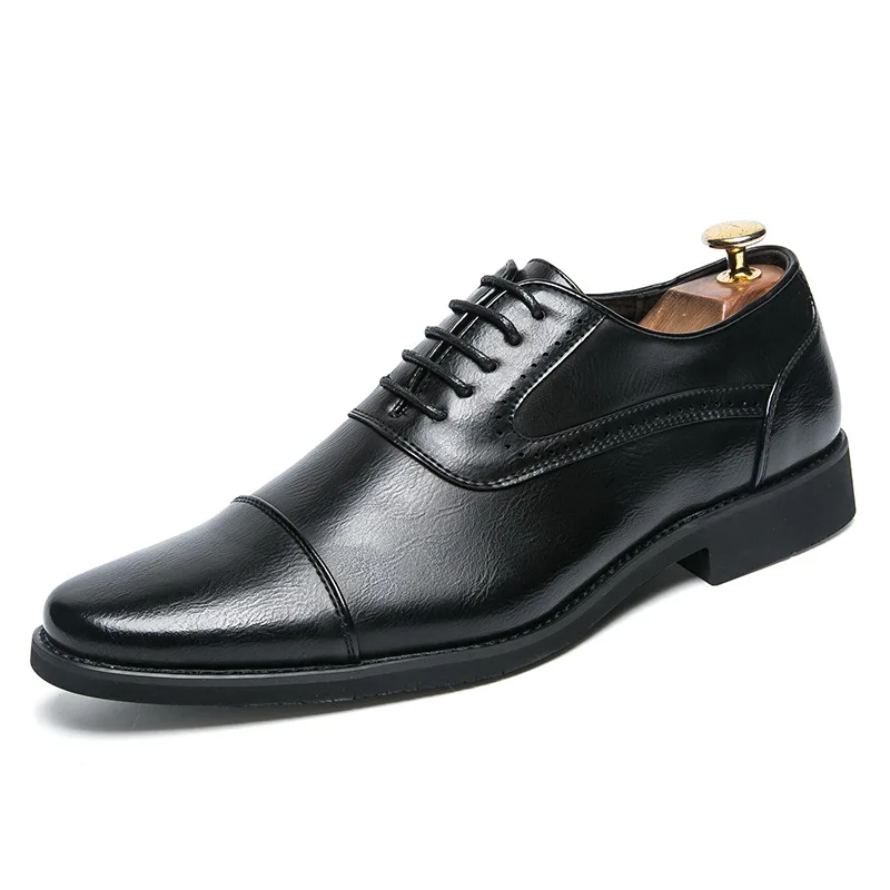 Black Brogue Shoes Merkmak/ г.; мужская модельная обувь с перфорацией типа «броги»; брендовая официальная обувь из натуральной кожи на плоской подошве; дышащие Нежные мужские оксфорды на шнуровке; свадебные туфли - Цвет: Black Brogue Shoes