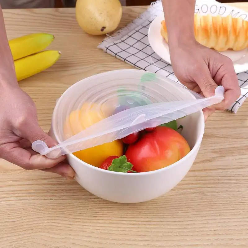 6 шт./компл. УНИВЕРСАЛЬНЫЕ СИЛИКОНОВЫЕ растягивающиеся крышки вакуумное