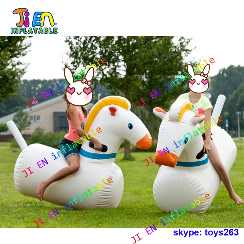 1 2 м высотой надувные прыгающие лошади для детей и взрослых/2 шт. в лоте Белый пони
