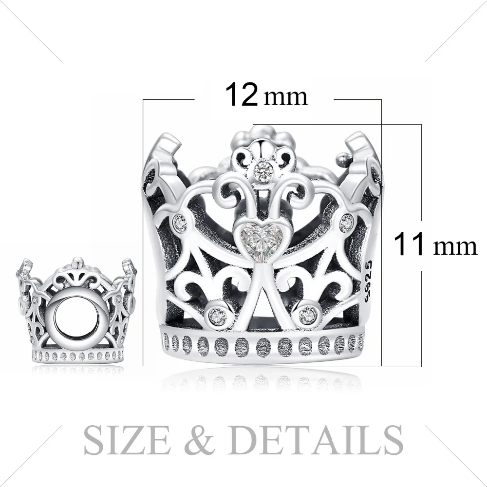 Jewelrypalace стерлингового серебра 925 рубка Корона ажурные Бусины Fit Браслеты подарки