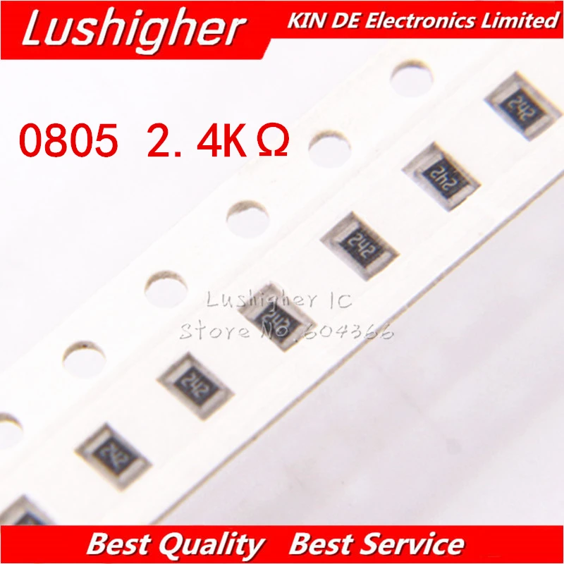 100 шт. резистор 0805 SMD 5% 2 4 K Ом 242 2401 ком | Электронные компоненты и принадлежности