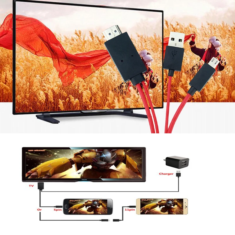 Новые поступления MHL Micro USB к HDMI 1080P HD ТВ адаптер из свинца Смарт соединительный кабель сотовый телефон тв
