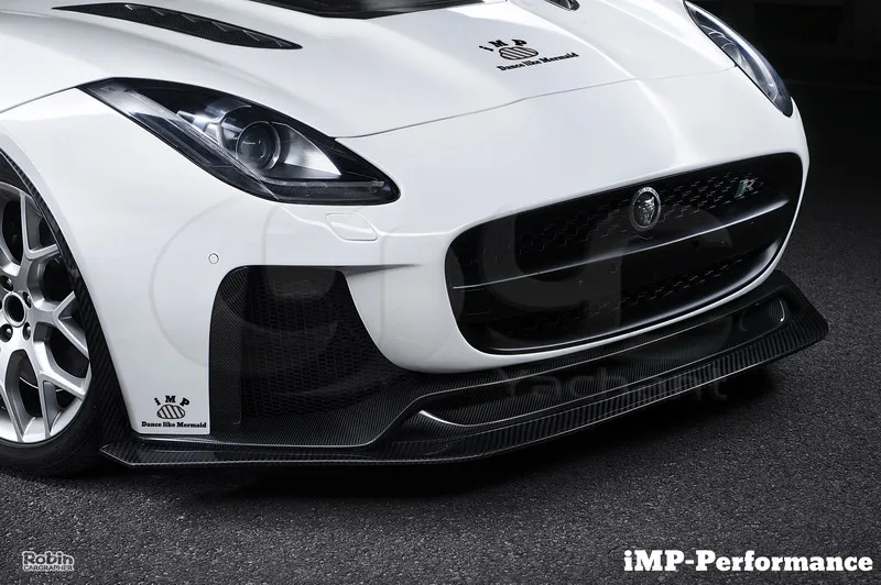 Частично углеродное волокно тела комплект подходит для Jaguar F-type iMP производительность переднего бампера средняя кромки крыла Спойлер, диффузор