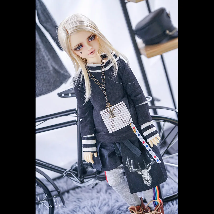 Черный BYBJDHOME декабря BJD SD куклы комплект одежды Белый Черный сочетающаяся одежда коллекция настраиваемый размер костюм - Цвет: Черный