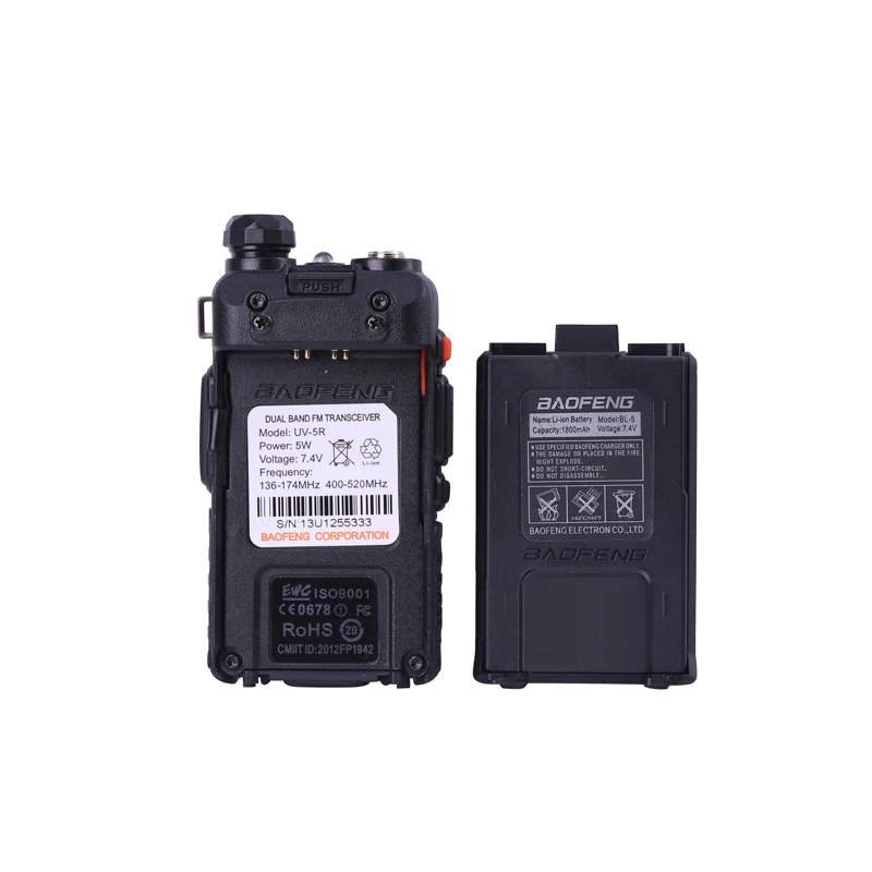 10 шт. Большой Дальности 2 Рации BaoFeng УФ 5R 5 Вт Двойной диапазон UHF Walkie Talkie Наушник