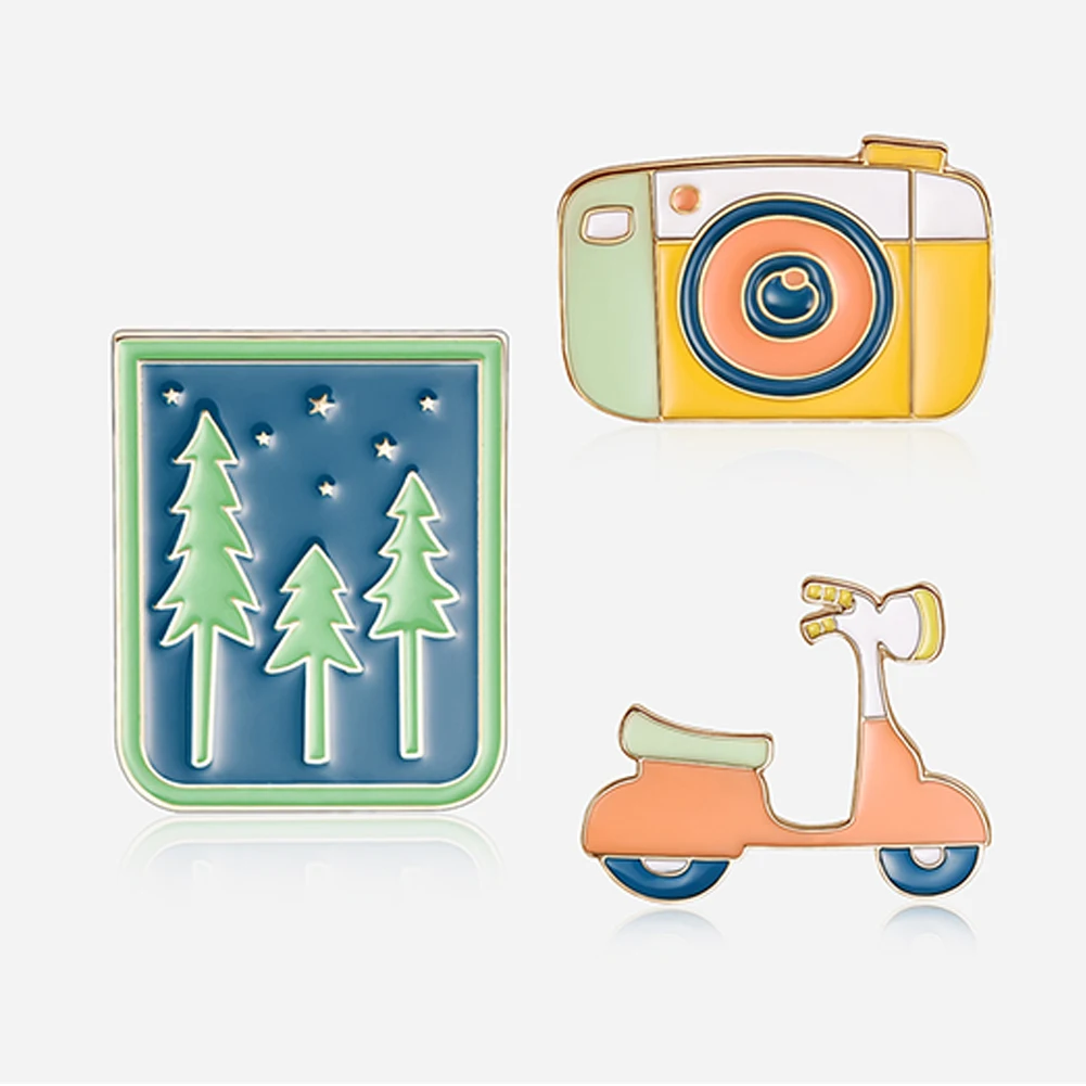 3 шт./компл. мультяшная камера электрический автомобиль значок брошка на лацканы