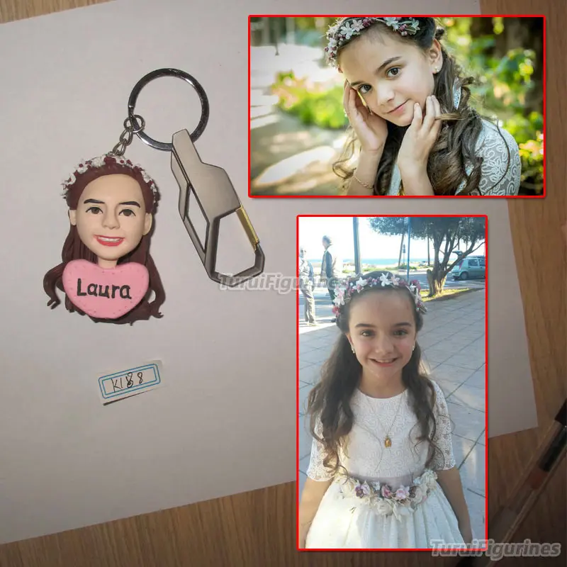

keychain custom logo Gift for girlfriend Birthday Special Presents Polymer Clay Figurine Christmas gift doll handmade keyring