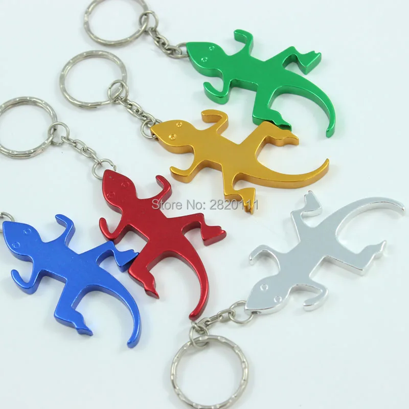 Wholesale-12Pcs Gecko& Lizard брелок открывалка для бутылок Алюминий сплава бутылок пива продвижение брелок подарок настроить логотип