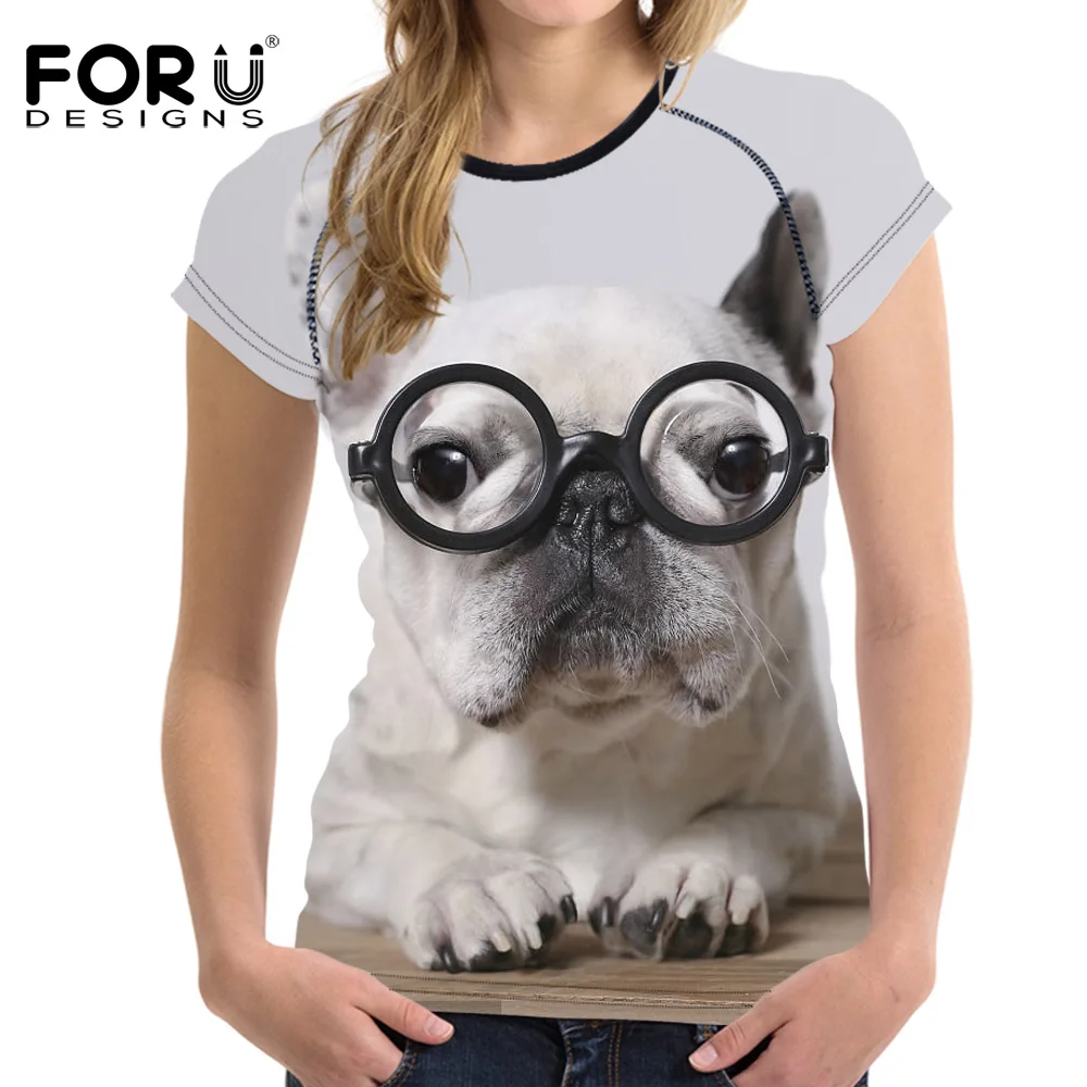 FORUDESIGNS 2018 стильная женская футболка с коротким рукавом топы принтом французского