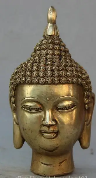 7 &quotТибет Буддизм Латунь Шакьямуни Будда Амитабха Глава Бюст Статуя украшения