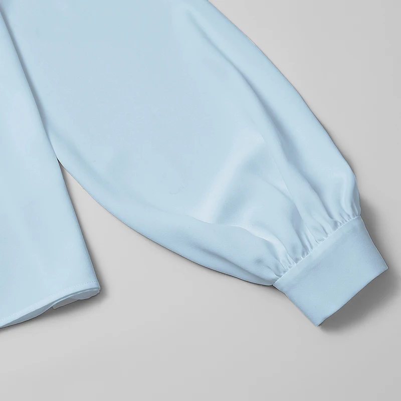 2019 Newest Pretty Solid Draped Sets Women High Quality Lantern Sleeve Stand Collar Shirts +Long A-Line Skirt 2 Pieces Set C3316 | Женская