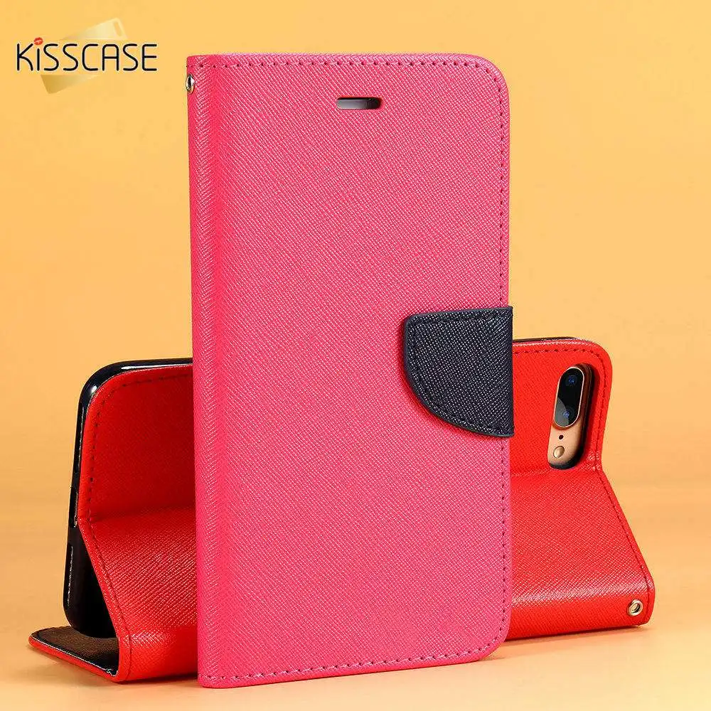 New Kisscase Магнитная Флип кожаный чехол для iPhone X 8 7 6 S Plus 5 5S кошелек Чехол держатель