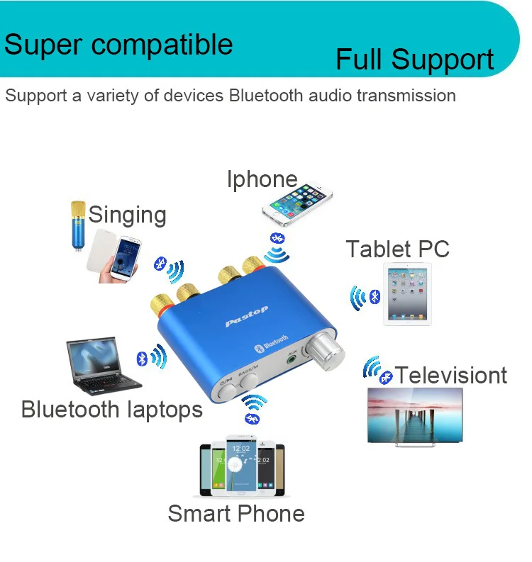 Домашний аудио приемник Мини Bluetooth 4,0 Цифровой усилитель HiFi 100W TPA3116 с 12V 5A источник питания-10000409_G