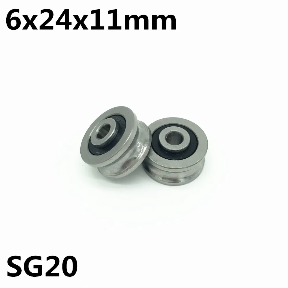 

10 шт. SG20 U шаровой подшипник 6x24x11 мм двухрядный герметичный шариковый подшипник для 8 мм линейной направляющей SG8RS высокое качество
