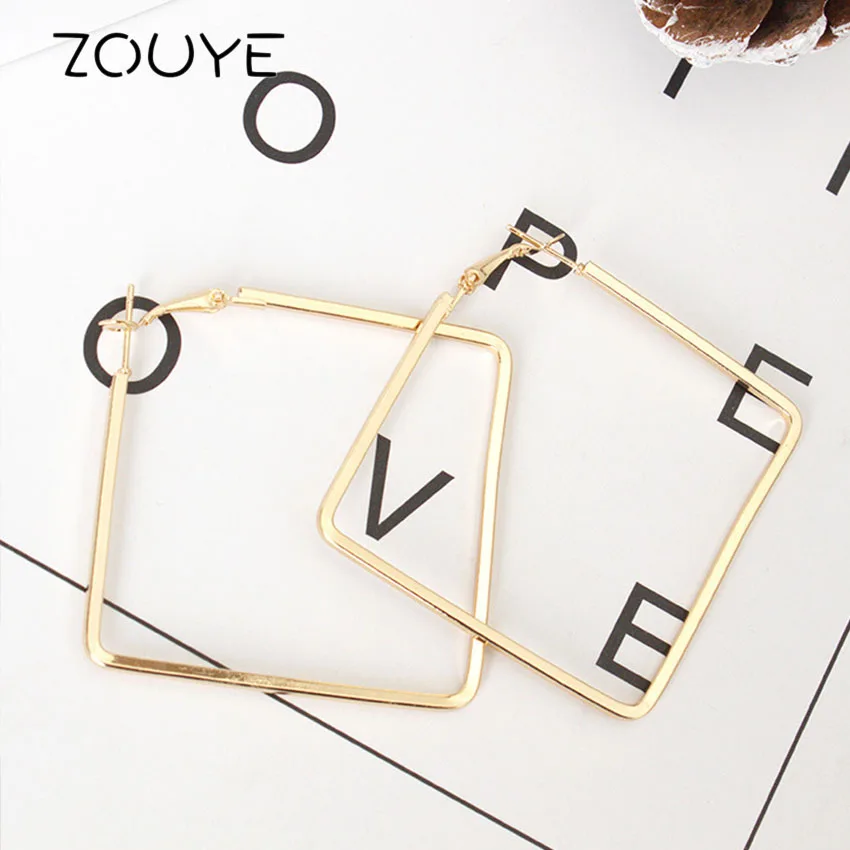 ZOUYE квадратной формы геометрическое кольцо для ушей простые элегантные серьги