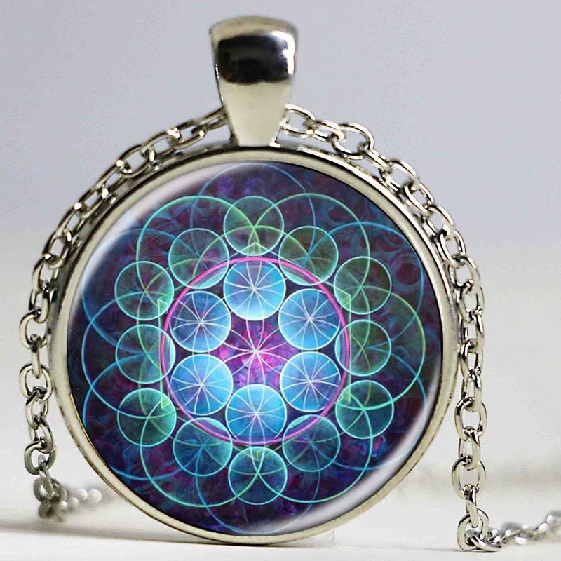 Красочные хна Йога кулон и ожерелья стеклянный кабошон массивные ювелирные