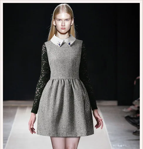 Платье вышивка бисером осень и зима женское темперамент нагрудные жилет с