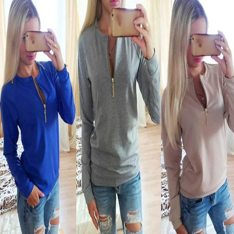 Женская толстовка на молнии с длинным рукавом и молнией | одежда