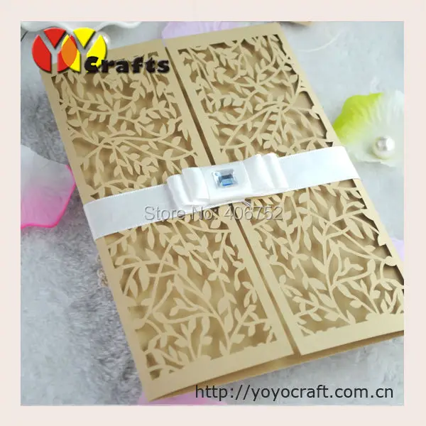 

10 sets Morden chinese hot sale wedding invitation card leaves wedding party favours