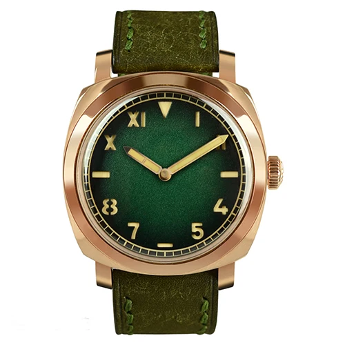 California green Винтажные бронзовые часы San Martin CuSn8, автоматические часы, наручные часы для дайвинга, Водонепроницаемость 100 м, светящиеся стрелки, самовзводные часы - Цвет: California green