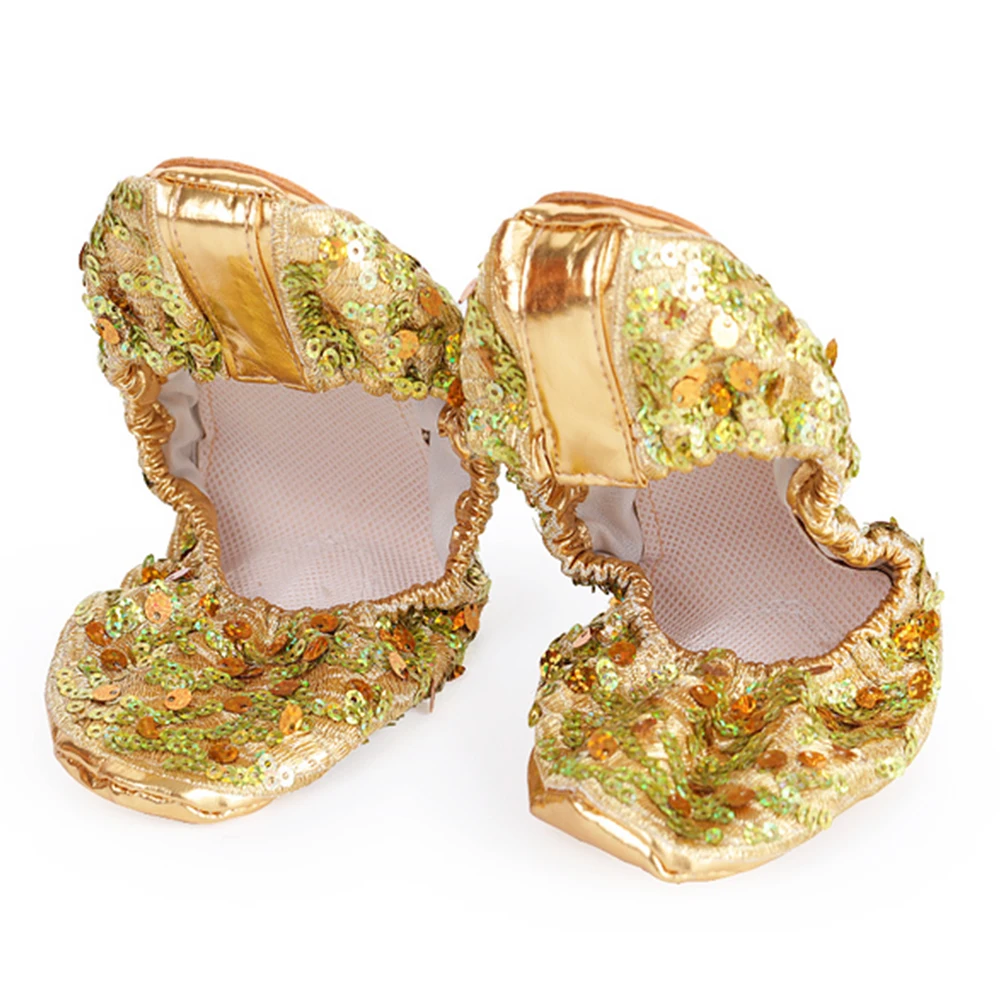 Demine танцевальная обувь колодки Очаровательные золотые плоские яркие живота