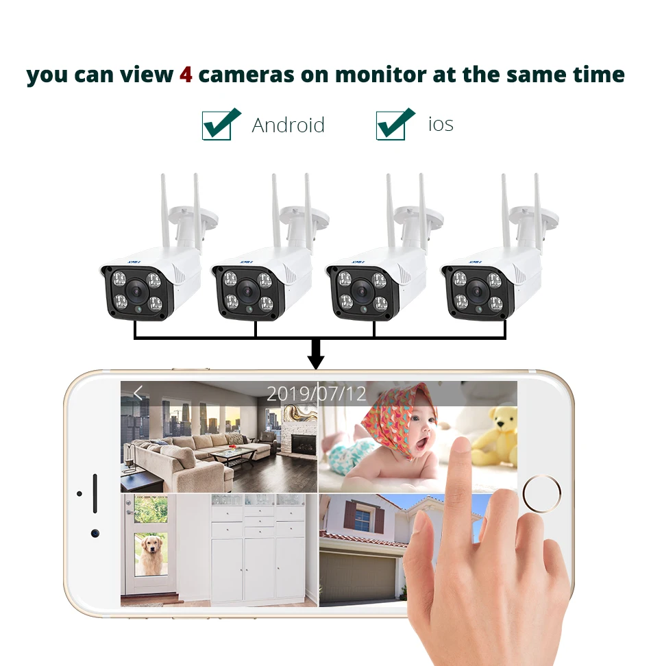 KERUI смарт-камера с Wi-Fi IP CCTV Беспроводная P2P камера безопасности Открытый IP66 водонепроницаемый SD карта хранения Ночной монитор для зрения