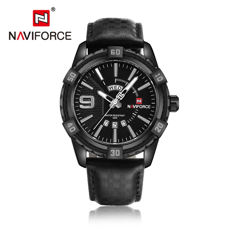 NA9117L04 no box Мужские часы NAVIFORCE, мужские модные водонепроницаемые кварцевые Военные Спортивные часы с календарем из натуральной кожи, мужские часы 9117 - Цвет: NA9117L04 no box
