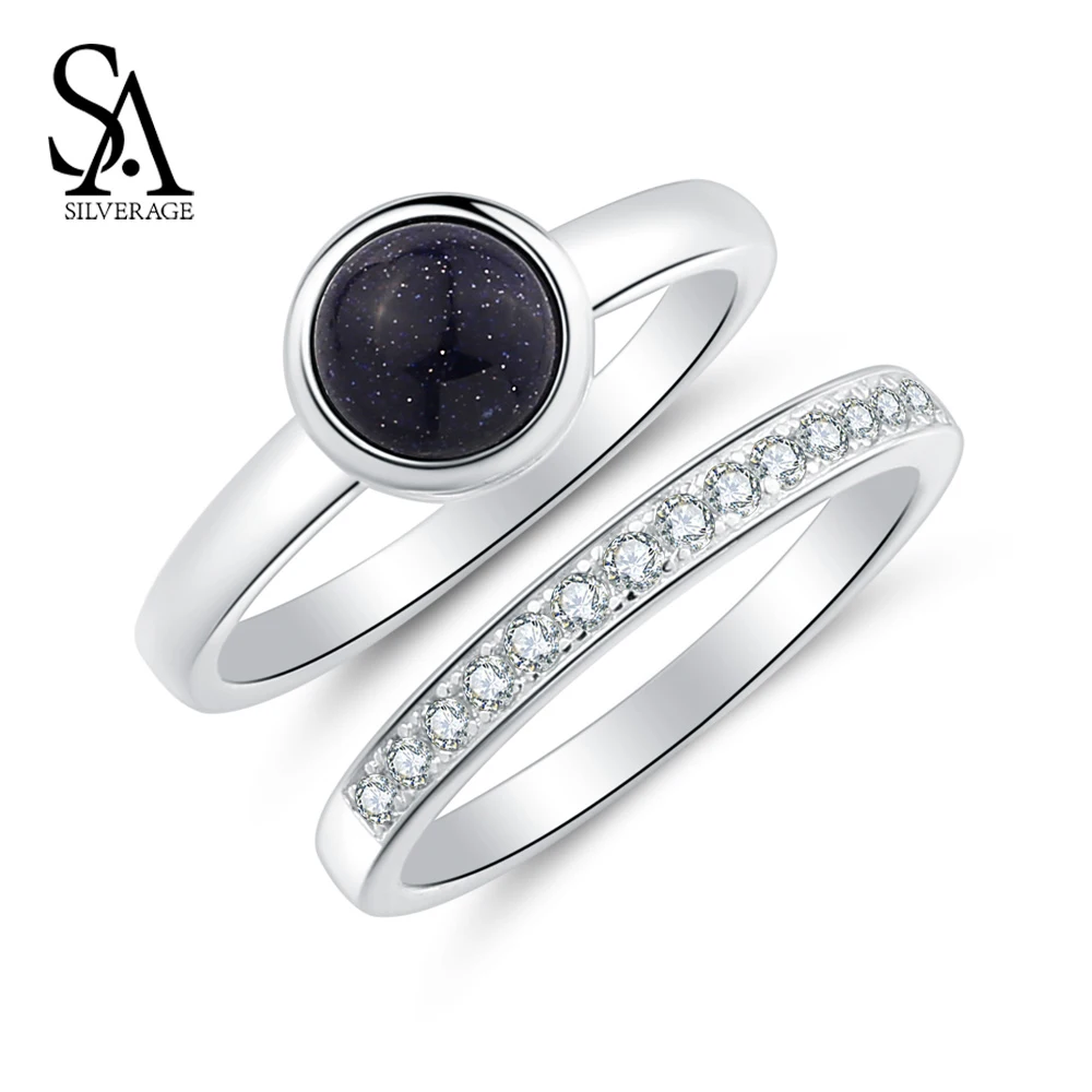 Женские вечерние кольца SA SILVERAGE круглые Aneis Anel Feminino с двойным кольцом ювелирные