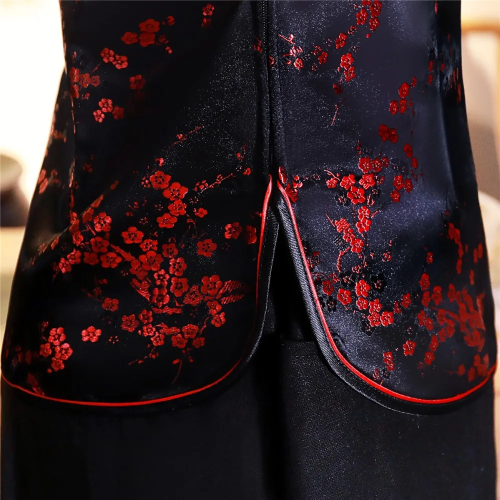 Шанхай история короткие Cheongsam Топ Традиционный китайский искусственный шелк/Атласный топ Дракон и Феникс Вышивка Блузка Топ Qipao рубашка