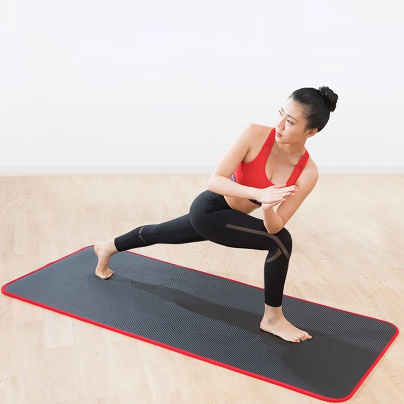 Черный 10mm Multifunctional Non-slip Yoga Mat Fitness Sports Yoga Mat Beginner Thicken Edge Covered Outdoor Slim Yoga Gym Exercise Mats - Цвет: Черный