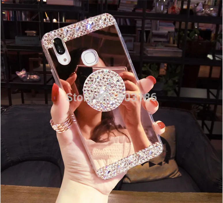 For OPPO A57 A39 A59 F1s R11 R11s Plus R15 Pro R15X K1 R17 A83 Rhinestone Mirror Case Diamond Ring Holder Cover | Мобильные телефоны