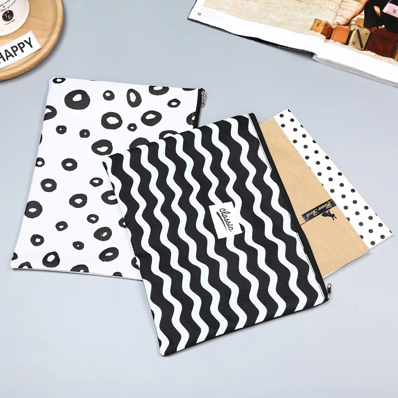 Милый горошек полосы молнии конверт А4 ткань Оксфорд | Канцтовары для офиса и дома