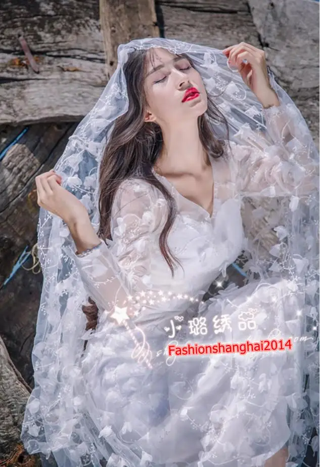 Новинка 2019 трехмерная сетчатая пряжа шифоновая цветочная ткань для платья