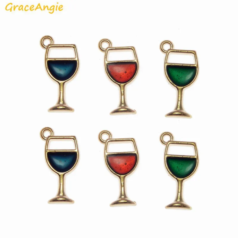 GraceAngie 12 шт Красочные эмаль вина в чашке Кубок Подвеска Шарм для DIY стильные