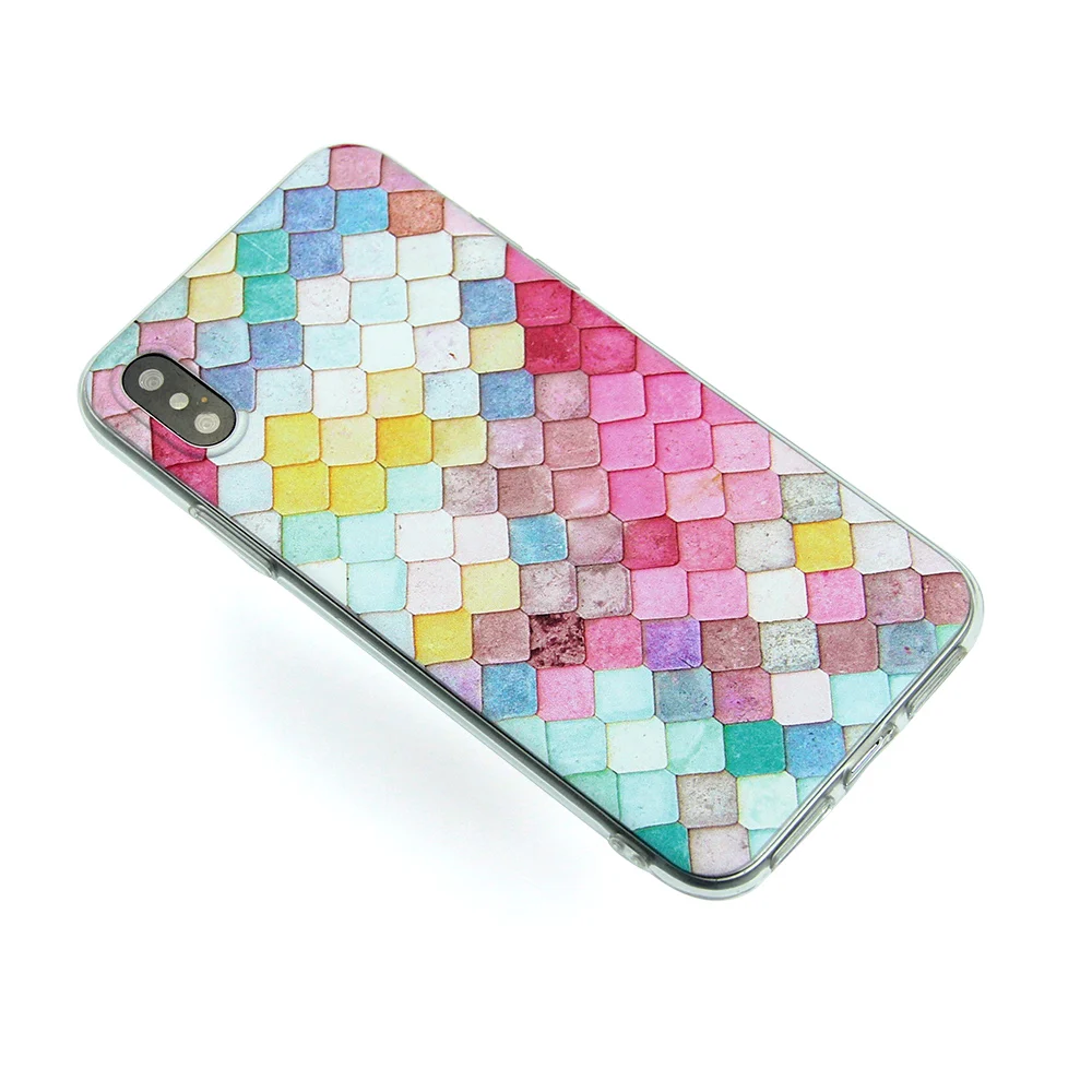 MISSCASE Phone Case for iPhone X 7 6 6s 8 Plus 5s Soft Silicone Lattice Painted Cover Fitted 5 5S SE |