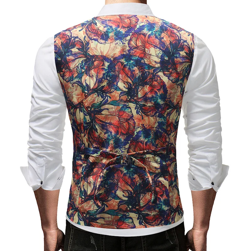 New M-5XL Men's Vest 2020 Chalecos Para Hombre Men Fashion Print Flower Casual Suit Four Seasons Colete Masculino | Мужская одежда