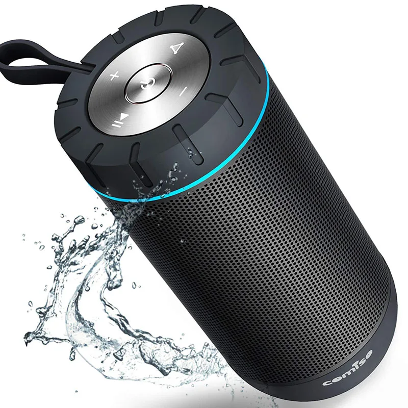 Black COMISO Bluetooth динамик беспроводной портативный громкий динамик с 12 Вт 360 стерео система объемного звучания IPX5 Водонепроницаемый Динамик для улицы - Цвет: Black