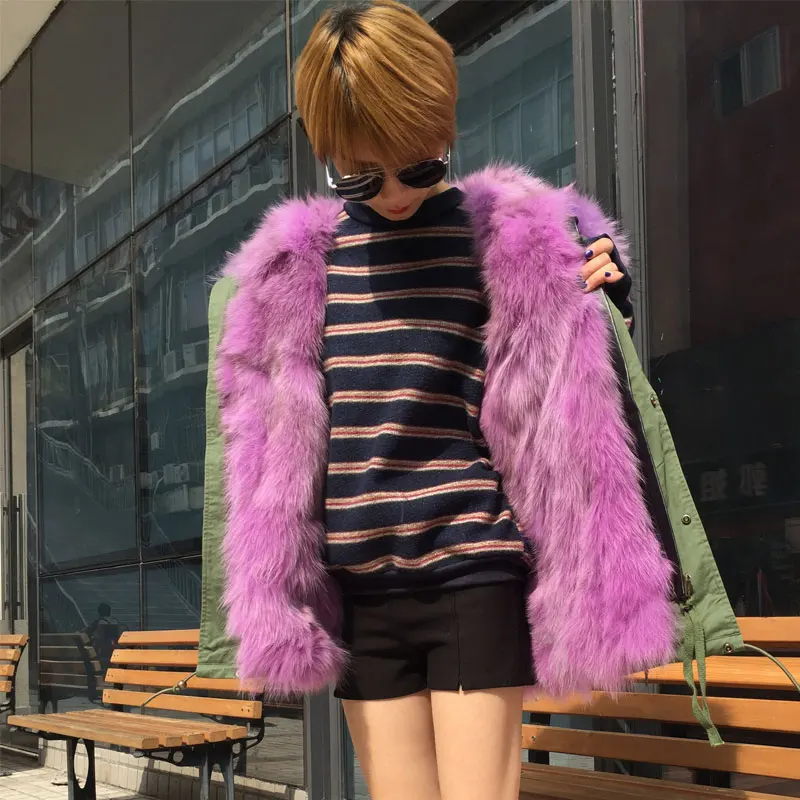 Фиолетовый fox Мех животных linging осень новый выбор Дизайн парка В виде ракушки
