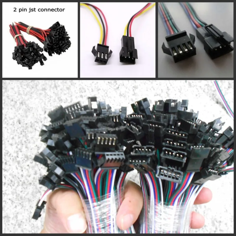 5 пар 2 3 4 pin jst разъем 2x10 см 2pin мужской/женский SM провод кабель pigtail для светодиодной