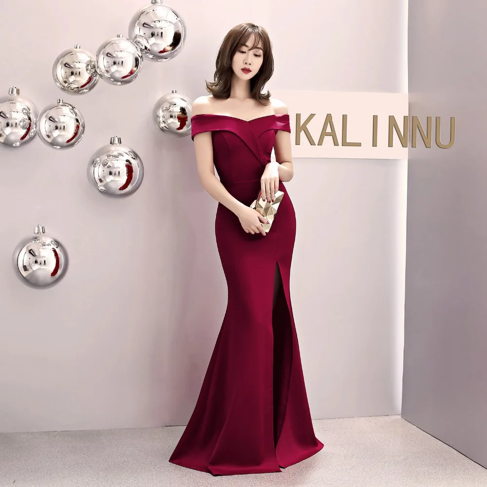Халат femme vestidos женское платье Элегантное красное платье с открытыми плечами Сексуальные вечерние платья для ночного клуба длина до пола Elbise вечерние платья